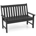 thumbnail image 2 of Costway Garden Bench All-Weather HDPE 2-Person Outdoor Bench for Front Porch Backyard Black, 2 of 10