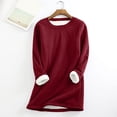 thumbnail image 2 of Kcodviy Hauts d'Automne pour Femmes Chandail Décontracté sous-Manteau Col Rond Couleur Unie Couleur Courte Chaud Manches Longues Chandail pour Femmes Grande Taille Molleton Duveteux Décontracté Ajusté Ample Chemises, 2 of 7