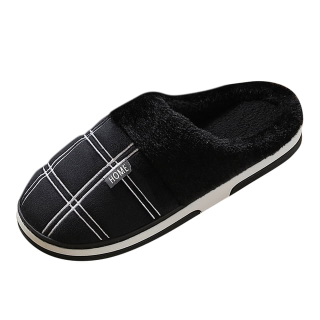 Kcodviy Men Winter Home Cotton Extra Wide Slippers for Men with Feet Slides Christmas Antlers Print Massage Slippers for Men Thermal Slippers Casual Home Sneaker Slippers for Men Shoes