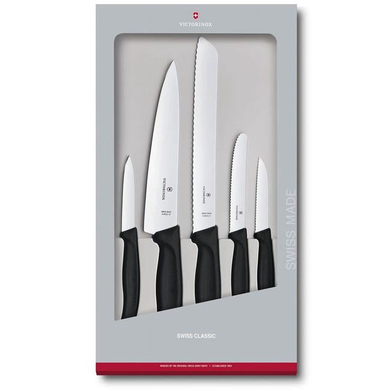 Victorinox VIC-6.7133.5G De Cuisine Swiss Classic Kitchen Knife Set, Black - 5 Piece