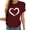 Wine, variant on Valentines Day Tops for Women Heart-shaped Printed Summer Short Sleeve Tshirt Casual Round Neck Shirts Loose Comfy Tees