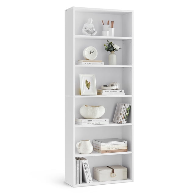 VASAGLE Bookshelf, 23.6 Inches Wide, 6-Tier Open Bookcase with Adjustable Storage Shelves, Floor Standing Unit, Cloud White