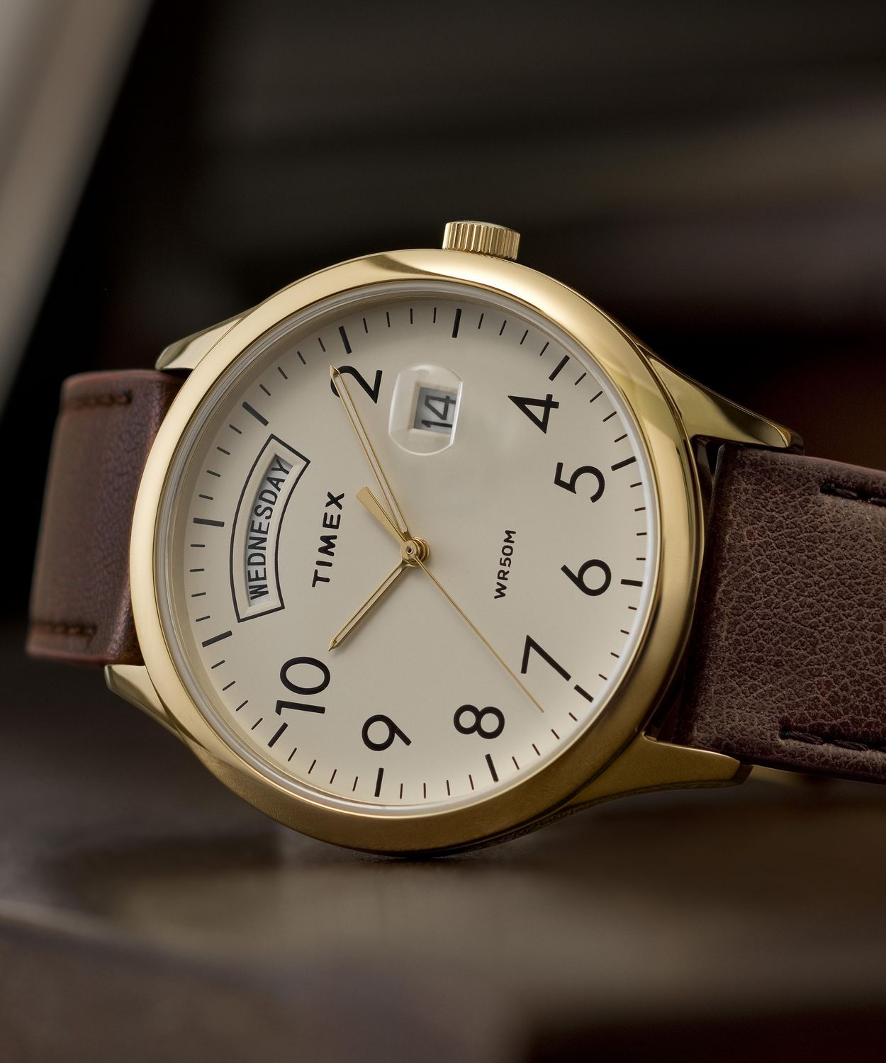 TIMEX® Modern Easy Reader® 40mm Leather Strap Watch