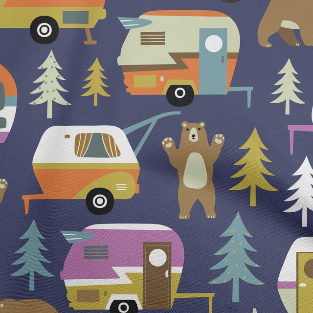 oneOone Tissu Popeline de Coton Sergé Denim Bleu Matériel de Robe de Camping Randonnée Tissu Imprimé au Mètre 56 Pouces de Large