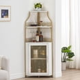 thumbnail image 3 of Armoire de Bar d'Angle, Armoire à Vin Moderne avec Tablettes de Rangement et Porte en Treillis, Armoire de Rangement pour Alcools de Bar à Domicile avec Support en Verre pour Salon, Salle à Manger, 3 of 8