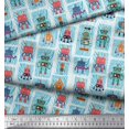 thumbnail image 2 of Soimoi Polyester Crepe Fabric Woodgrain Texture & Cartoon Machine Hardware Fabric Prints by Yard 52 Inch Wide, 2 of 3