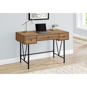 Monarch Specialties Bureau d'ordinateur, Bureau à la maison, Ordinateur portable, Tiroirs de rangement, 48"l, Travail, Métal, Stratifié, Brun, Noir, Transitionnel