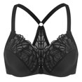 thumbnail image 1 of MELENECA Female Racerback Front Closure Unlined Underwire Bra for Women Black 34E, 1 of 6