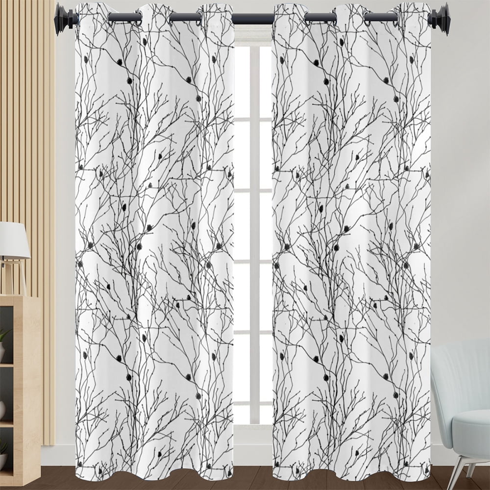 Innerwin Curtain Floral Window Drape Blackout Eyelet Top Panel Grommet Modern Home Decor Light Filtering Style 8 W:43"x H:54"