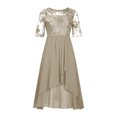 thumbnail image 4 of Pompotops Robe de Fête pour Femmes Aguichant Unie à Manches Mi-Longues, Col Rond, Dentelle, Mousseline, Maille, Taille, en Solde, 4 of 6