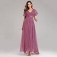 thumbnail image 1 of Robes de Soirée Élégantes à Col en V à Volants en Mousseline Robe de Soirée Formelle Robe Vestidos de Fiesta Robe pour Fête de Mariage, 1 of 8