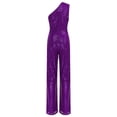 thumbnail image 4 of inlzdz Combinaison Sans Manches pour Femmes une Épaule Robe de Soirée à Sequins Robe de Soirée Violet 3TG, 4 of 7