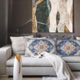 thumbnail image 4 of Blue Boho Throw Pillow Covers Set of 2 Monaco Rug Carpet Double Sided Pattern Cotton Soft Pillow Case Cushion Cover Pillowcase for Garden Couch Sofa Bed Decorative 12x20 inch, 4 of 5