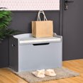 thumbnail image 3 of Babyjoy Kids Toy Box Wooden Flip-top Storage Chest Bench W/ Cushion Safety Hinge, 3 of 10