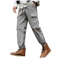 thumbnail image 3 of Xcmzpl Pantalon Cargo Grande Taille pour Homme Doublé en Molleton, Pantalon de Jogging Chaud Uni pour l'Hiver, Randonnée, Bas Resserré, Voyage en Plein Air, Pantalon de Survêtement avec Poche, 3 of 9