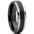 thumbnail image 1 of Mens Tungsten Wedding Band Black Ring Silvertone Comfort-Fit 6MM, 1 of 3