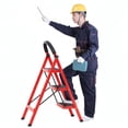 thumbnail image 4 of Trayknick Step Ladder, 3 Step Ladder Folding Step Stool, Multi-Purpose Collapsible Ladder for Home or RV Outdoor Work, Heavy Duty 330 lbs Load (White, Red),Red, 4 of 13