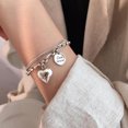 thumbnail image 3 of Bracelets 2 Heart Round Piece Double Layer 925 Silver for Girlfriends Modern Design with Personality String Female Jewelry, 3 of 6