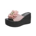thumbnail image 2 of LSLJS Sandals Women Casual Peep Toe High Chunky Wedge Heels Shoes Exquisite Flowers Slippers, 2 of 7