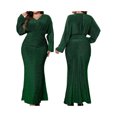 thumbnail image 2 of Gupgi Robe de Soirée Pailletée pour Femme Grande Taille Couleur Unie Manches Longues Col en V Ajustée Longue Robe Cocktail Formelle Bal de Promo TG-TTTTG, 2 of 6