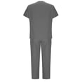 thumbnail image 3 of Yanlir Pants Sets for Women Solid Color Drawstring Pants Protective-Suit Short Sleeve V-Neck Shirts Sets with Pockets 2 Piece Outfits(Gray,XL), 3 of 5