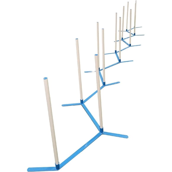 Handlers Choice Adjustable 12 Pole Continuous Agility Weave Pole Set with Grass Stakes