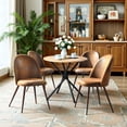 thumbnail image 4 of Homy Casa 31.5 inch Round Dining Table for two, Dark Brown MDF Top Metal Base, Modern Kitchen Table, 4 of 10