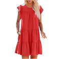 thumbnail image 1 of Liquidation d'Économies d'Été RKSTN Robe d'Été pour Femmes, Couleur Unie, Col Rond, Manches Courtes, Robe de Fête, Robe de Plage Ample, 1 of 9