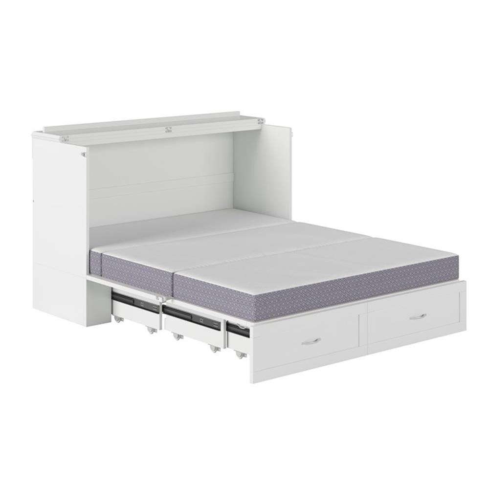 Pemberly Row Lit Escamotable Moderne Grand en Bois Massif avec Matelas, Blanc