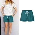 thumbnail image 2 of Dealovy Womens Cotton Linen Shorts Drawstring High Rise Solid Color Summer Lighjtweight Beach Shorts, 2 of 6