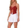 thumbnail image 4 of INSPIRE CHIC Débardeur Dos Nu Métallique Asymétrique à Bretelles Spaghetti pour Femmes m Rouge, 4 of 6