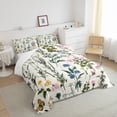 thumbnail image 3 of YST Rustic Floral Comforter Set For Adult Teens Girls,Green Weed Leaf Down Comforter,Butterfly Garden Bedding Set,Spring Nature Aesthetics Quilt Cover,Soft Warm Full Size 3Pcs, 3 of 5