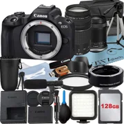 Canon EOS R50 Mirrorless Camera with RF-S 18-150mm + EF 75-300mm Lens + Mount Adapter + 128GB Memory Card + Case + LED Flash + ZeeTech Accessory Bundle