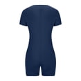 thumbnail image 4 of AherBiu Yoga Bodysuits for Women Square Neck Short Sleeve Slim Stretchy Workout Short Jumpsuits Rompers, 4 of 5