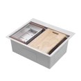 thumbnail image 4 of STARSTAR Workstation Ledge Topmount/Drop-in Single Bowl 304 Stainless Steel Kitchen/Yard/Bar/Laundry/Office Sink, With Grid, Colander, Cutting Board, Strainer (23 x 20 x 9-Wood Colander), 4 of 4