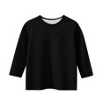 thumbnail image 3 of Plebaso Garçons Filles T-Shirts à Manches 3/4 Col Rond Blouse T-Shirt Basique Hauts Décontractés Unis T-Shirts Légers, 3 of 5