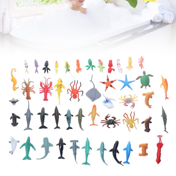 FLAMEEN 48pcs Sea Animal Figure Simulated Marine Animals Educational Ocean Sea Animal Toy,Marine Animals World Toys,Sea Life Figures