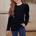thumbnail image 3 of Posijego 3-14 Ans Filles Manches Longues Bouffantes T-Shirts Col Rond Doux Tunique Ample Décontracté Printemps, 3 of 6