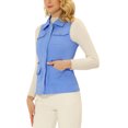 thumbnail image 4 of INSPIRE CHIC Veste Zippée pour Femme Sans Manches Anorak Gilet Utilitaire Veste avec Poches TP Bleu, 4 of 7