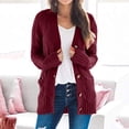 thumbnail image 2 of Kcodviy Sweaters Womens Open Sleeve Wardrobe Clothes Knit Boho Long Patchwork Open Front Knit Leopard Cardigan Coat Cardigan Pockets Front Felted Wool Cardigan Sweater, 2 of 5