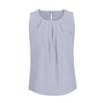 thumbnail image 4 of Qertyioot Femmes Été Casual Couleur Unie Col Rond Manches Tops Lâches Merci Chemisiers, 4 of 5