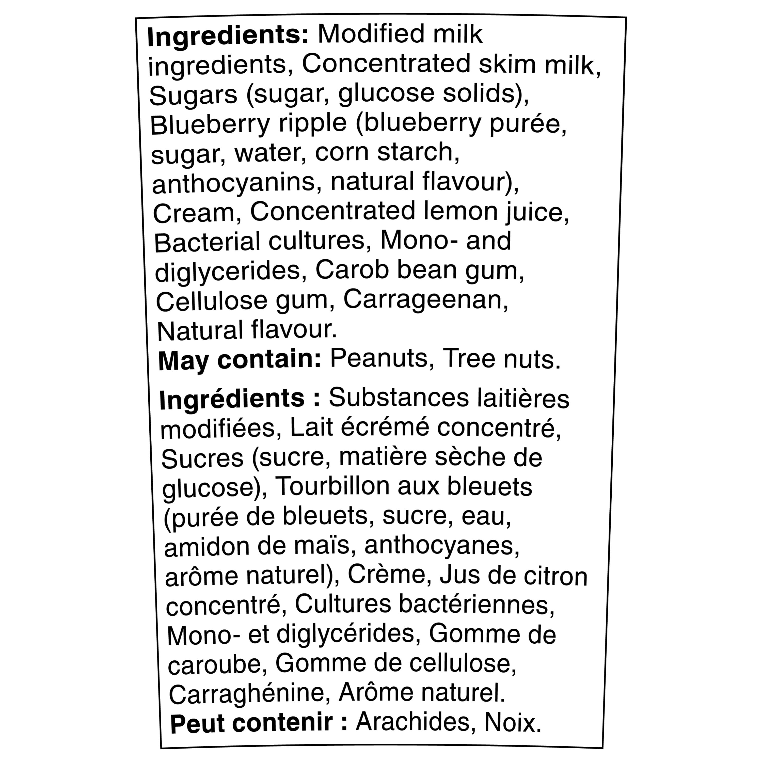 IÖGO Yogourt glacé Tourbillon aux bleuets, vanille avec tourbillon de fruits 946ml
