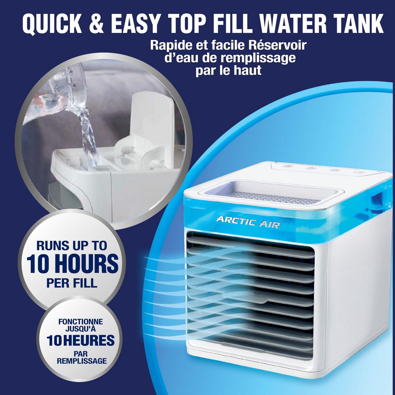 Arctic Air Chill Max Personal Space Cooler – Portable Evaporative Air Cooler with Hydro-Chill Technology, 4-Speed Control, Adjustable LED Night Light