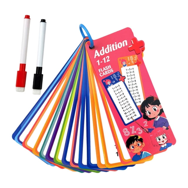 HILABEE 0-12 Cartes de Mathématiques de Table 8x18 cm Résistance à l'Eau Légères Aides à l'Apprentissage à Domicile Ajout