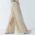 thumbnail image 4 of Timegard Womens Cotton Linen Pants Wide Leg Elastic Waisted Drawstring Casual Loose Trousers with Pockets, 4 of 4