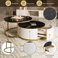 thumbnail image 3 of Kosynda Round Nesting Coffee Tables Set of 2 with Storage, Marble Top Circular Center Table Set with Drawer and Metal Frame for Living Room, Home, Apartment, Office, Black, 3 of 10