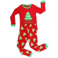 thumbnail image 1 of Elowel Girls Red and Green Christmas Tree 2 pc Pajamas Set Size 4, 1 of 2