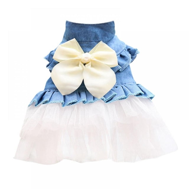 Chien Robes Mode Chien Vêtements Arc Maille Chiot Chien Princesse Robes, Blanc L