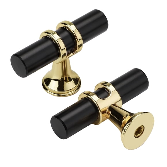 Riforla LONTAN 10 Pack Cabinet Knobs Black&Gold Cabinet Knobs Kitchen Cabinet Knobs Kitchen Hardware Knob Single Hole Knob T Bar Knob for Cabinet Woodworking Tools