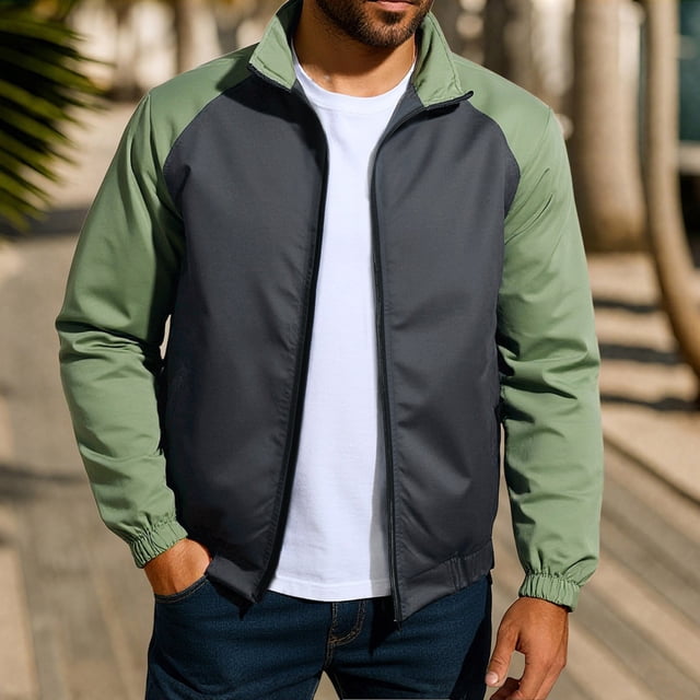 Yusimy Men's Lightweight Casual Bomber Jacket - Color Block Design Classic Varsity Style